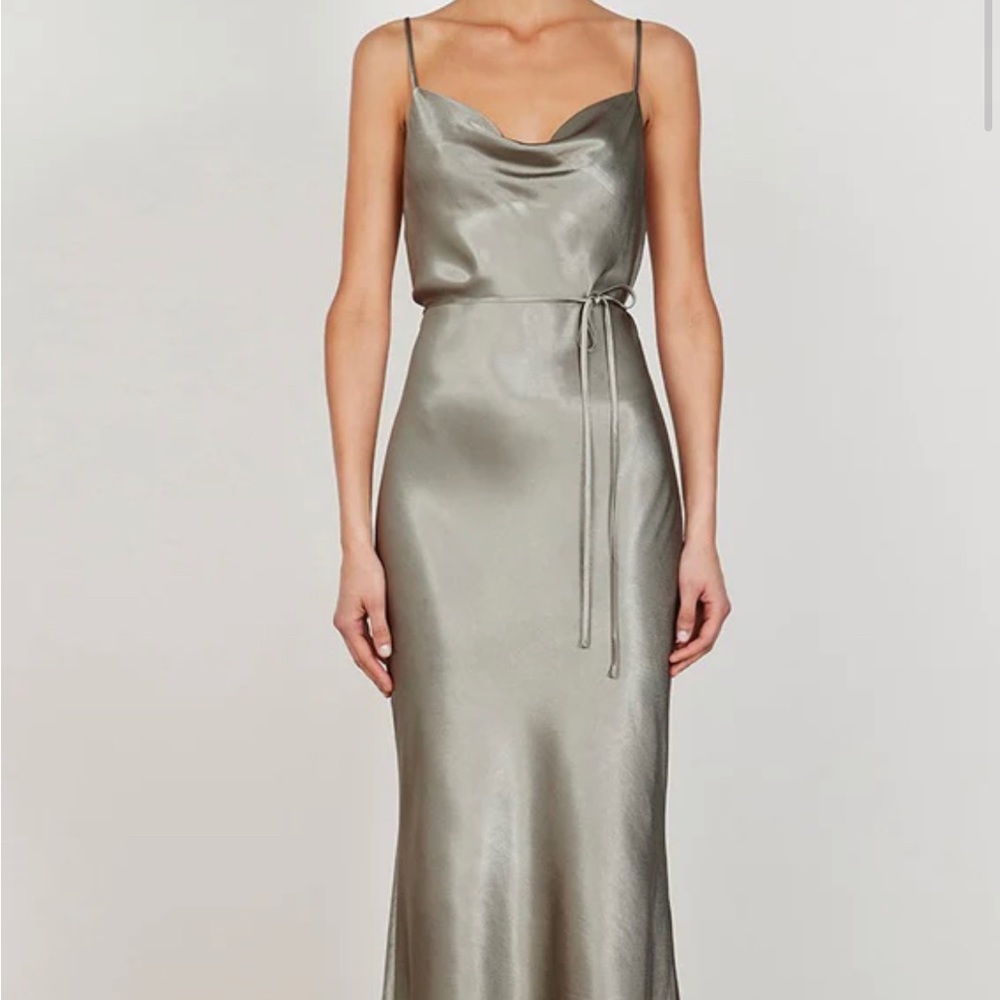 Shona Joy LA LUNE BIAS COWL MIDI DRESS - SAGE
